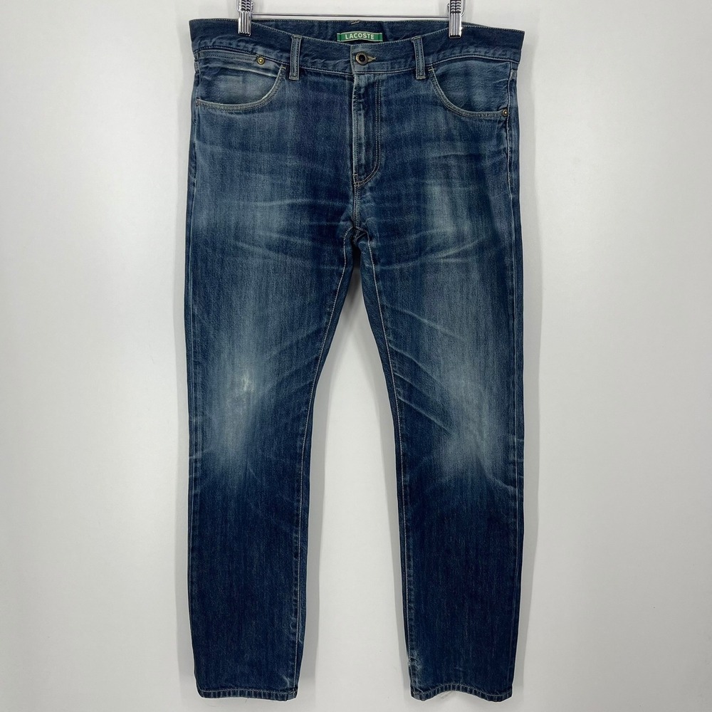 Lacoste Mens Straight Leg Denim Jeans Medium Wash Size 34 F6037